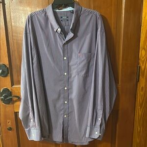 Izod Blue and Pink Striped Casual Button Down Shirt